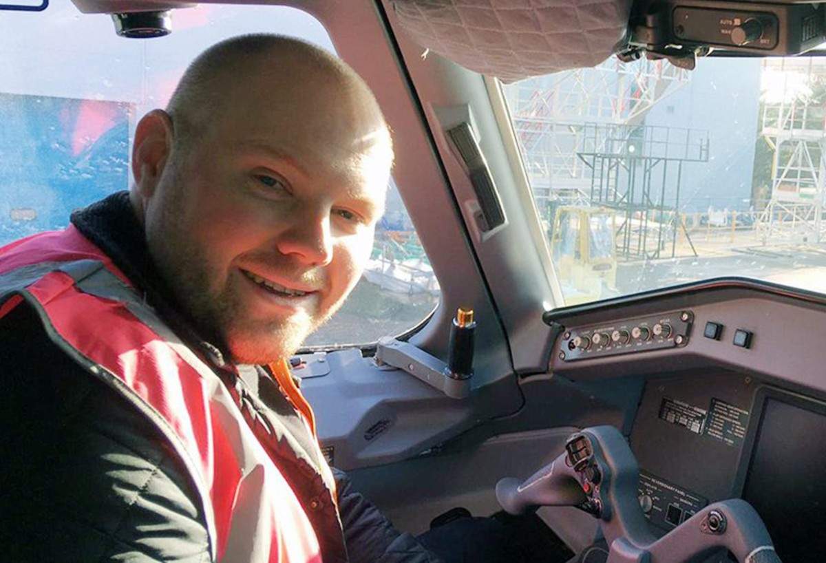 Pilot in cockpit